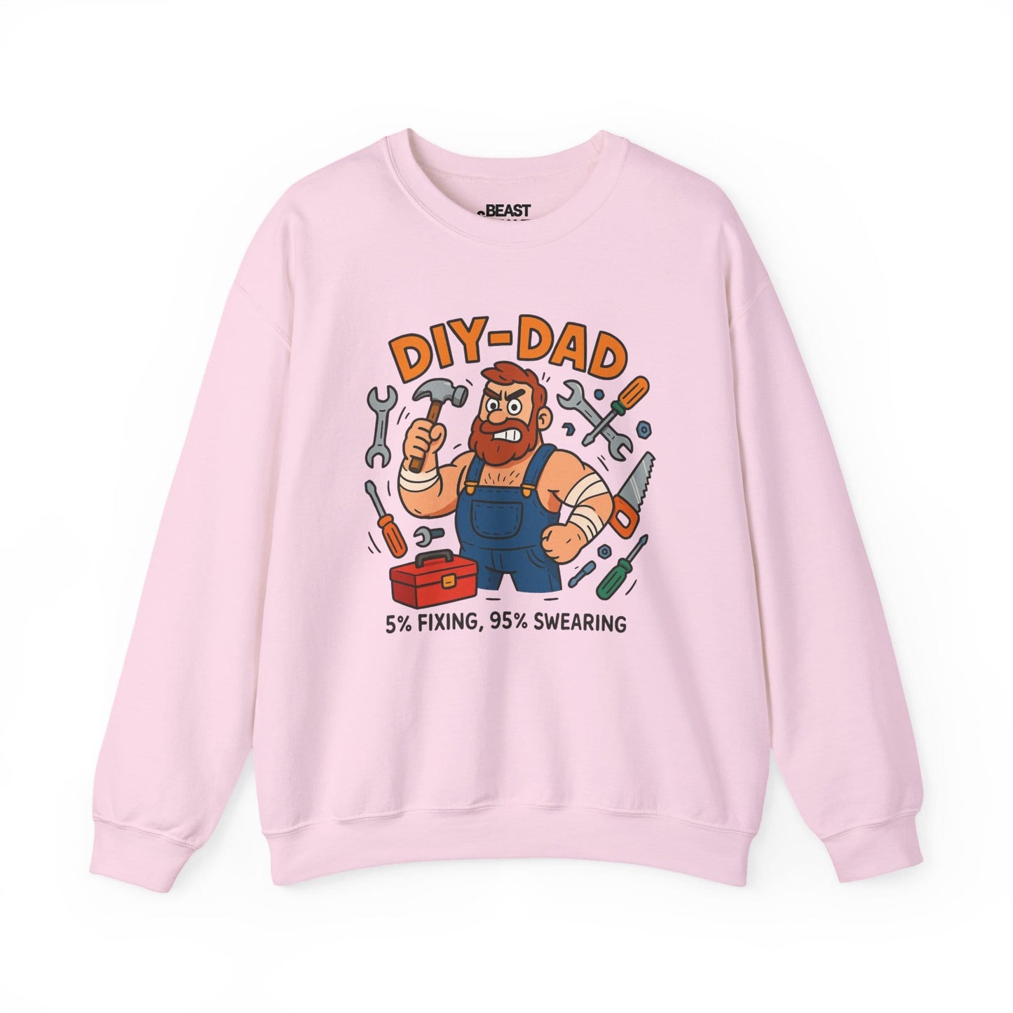 light pink sweatshirt with funny fixing swearing print dad birthday gift