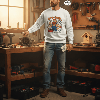 DIY Dad 5% Fixing 95% Swearing Sweatshirt available colours and sizes guide