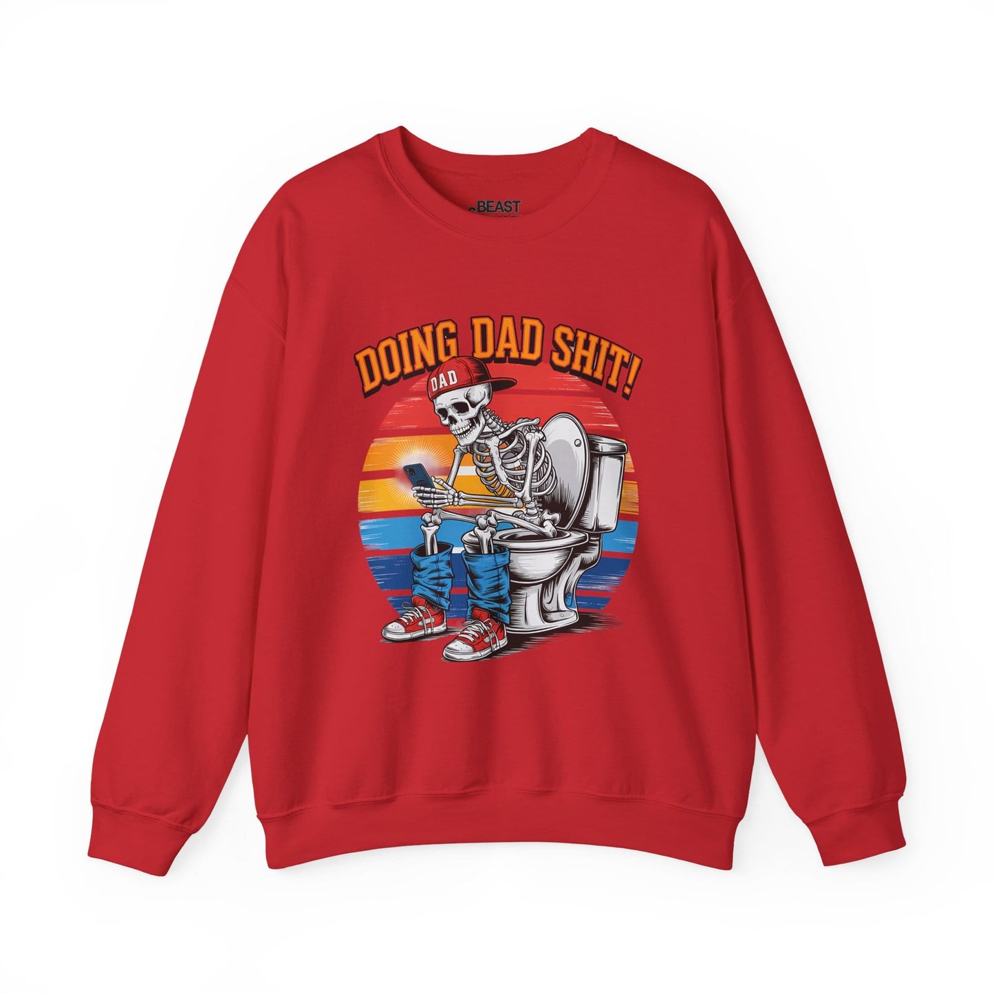 red sweatshirt with doing dad sh*t funny dad design