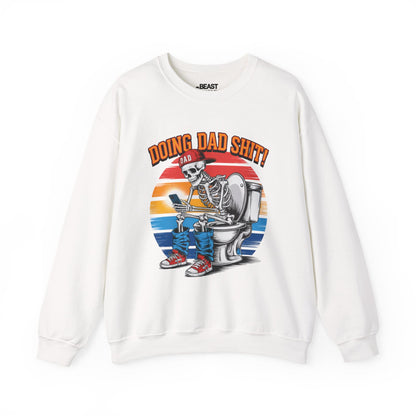 white sweatshirt with doing dad sh*t bold slogan print