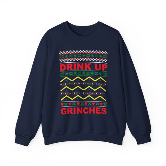 Drink Up Grinches Christmas Sweatshirt - funny sweatshirt by Cheeky Business