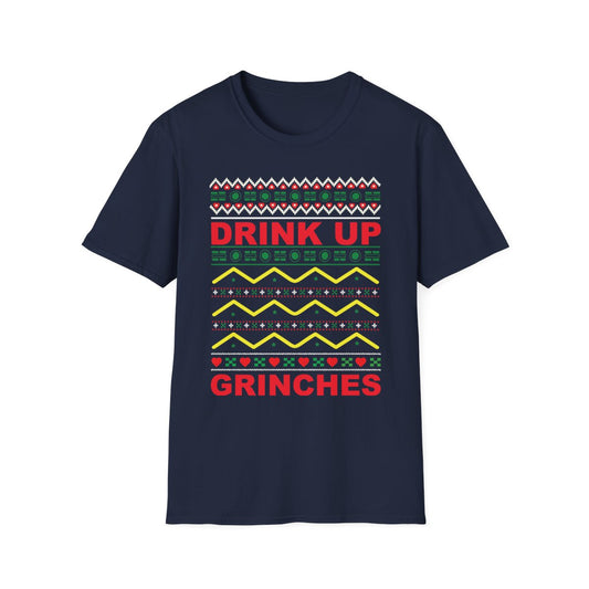 Drink Up Grinches Christmas T-Shirt - funny t-shirt by Cheeky Business
