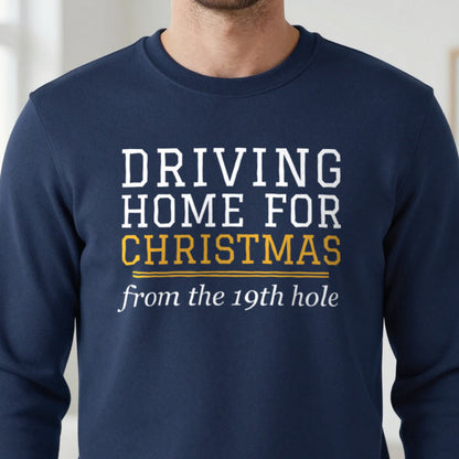 Driving Home For Christmas From The 19th Hole Funny Golf Christmas Jumper & T-Shirt close-up