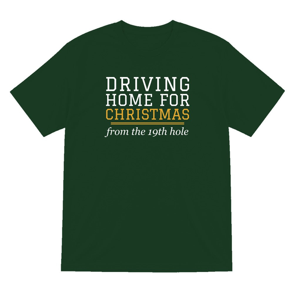 Driving Home For Christmas From The 19th Hole Funny Golf Christmas Jumper & T-Shirt T-Shirt in Forest Green