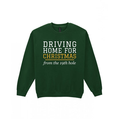 Driving Home For Christmas From The 19th Hole Funny Golf Christmas Jumper & T-Shirt Sweatshirt in Forest Green