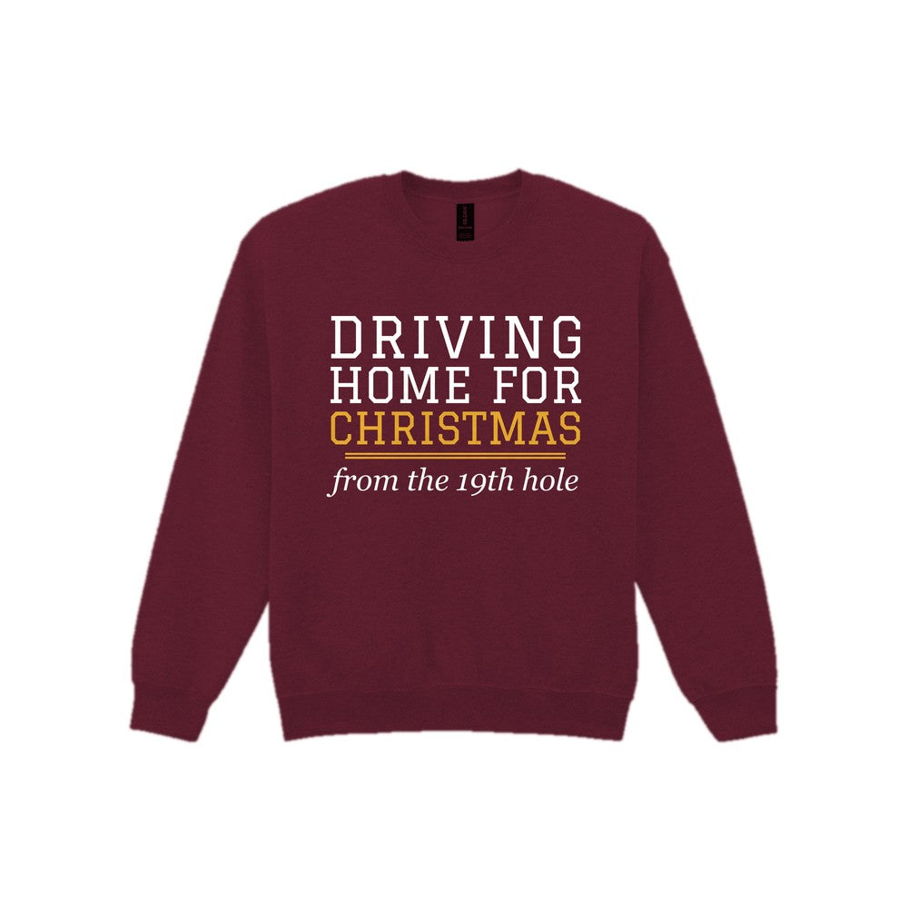 Driving Home For Christmas From The 19th Hole Funny Golf Christmas Jumper & T-Shirt Sweatshirt in Maroon
