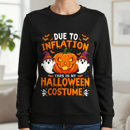 Due To Inflation This Is My Halloween Costume Sweatshirt worn, lifestyle photo