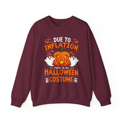 maroon sweatshirt with humorous halloween costume slogan