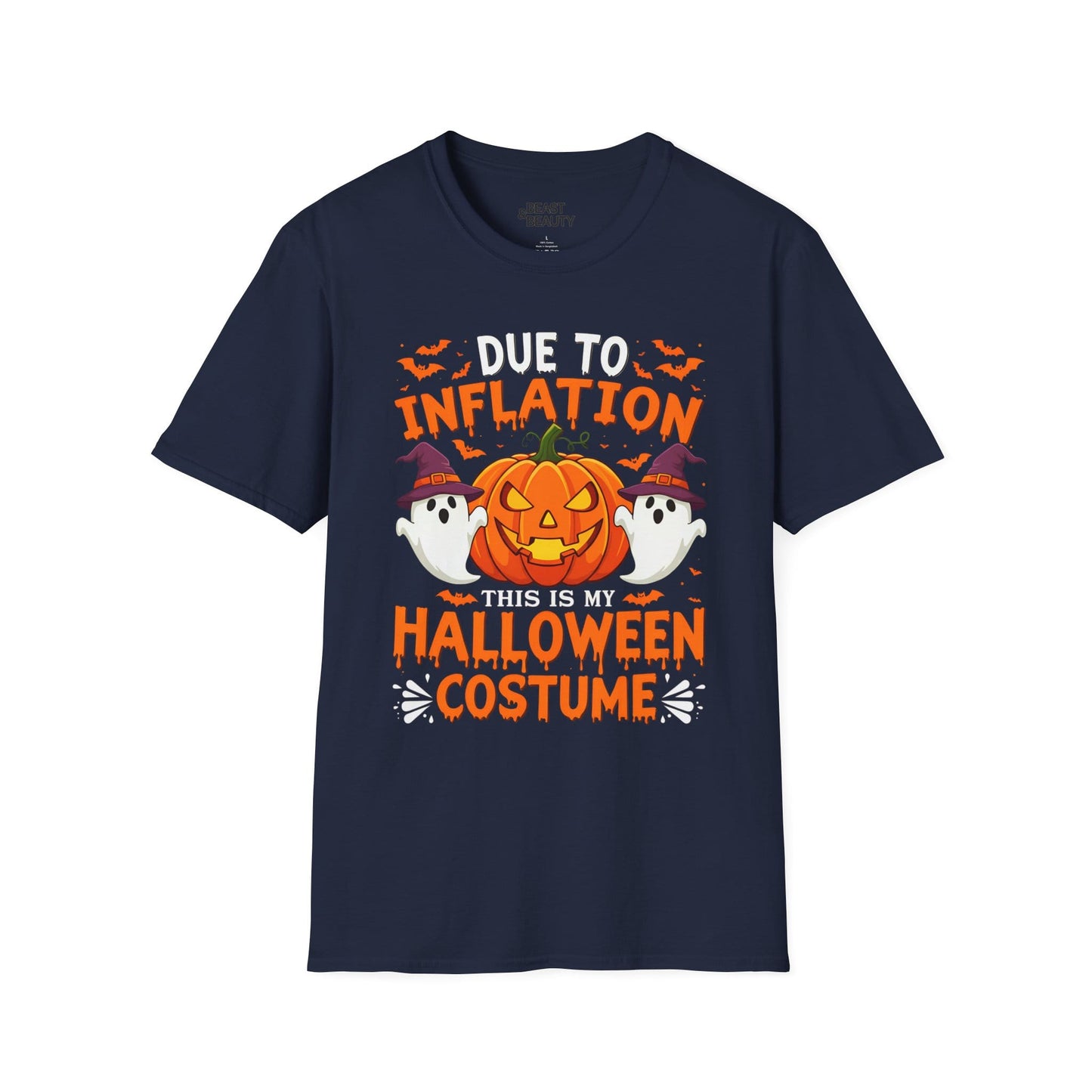 military green t-shirt with sarcastic inflation halloween costume design
