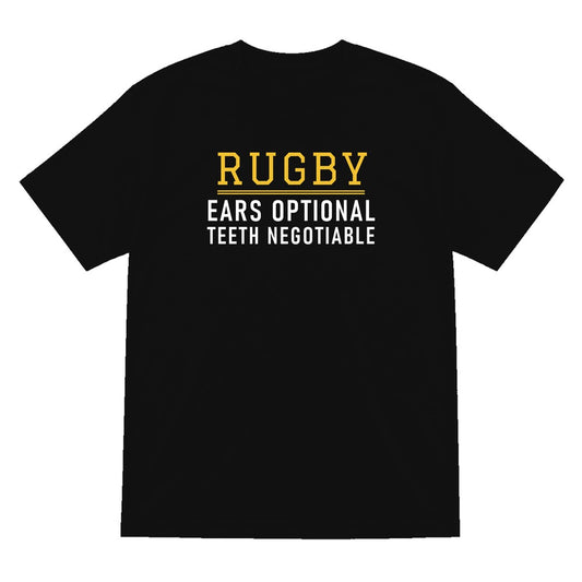 Ears Optional Teeth Negotiable Funny Rugby T-Shirt & Sweatshirt T-Shirt in Black