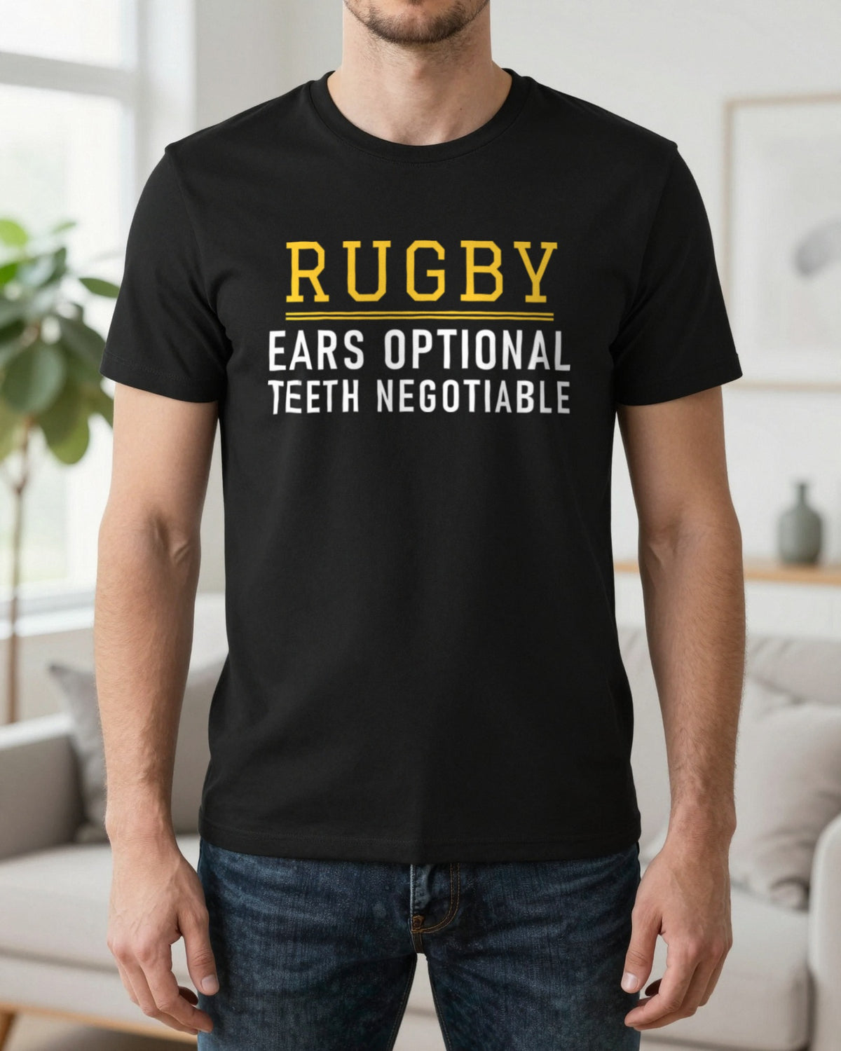 Ears Optional Teeth Negotiable Funny Rugby T-Shirt & Sweatshirt worn