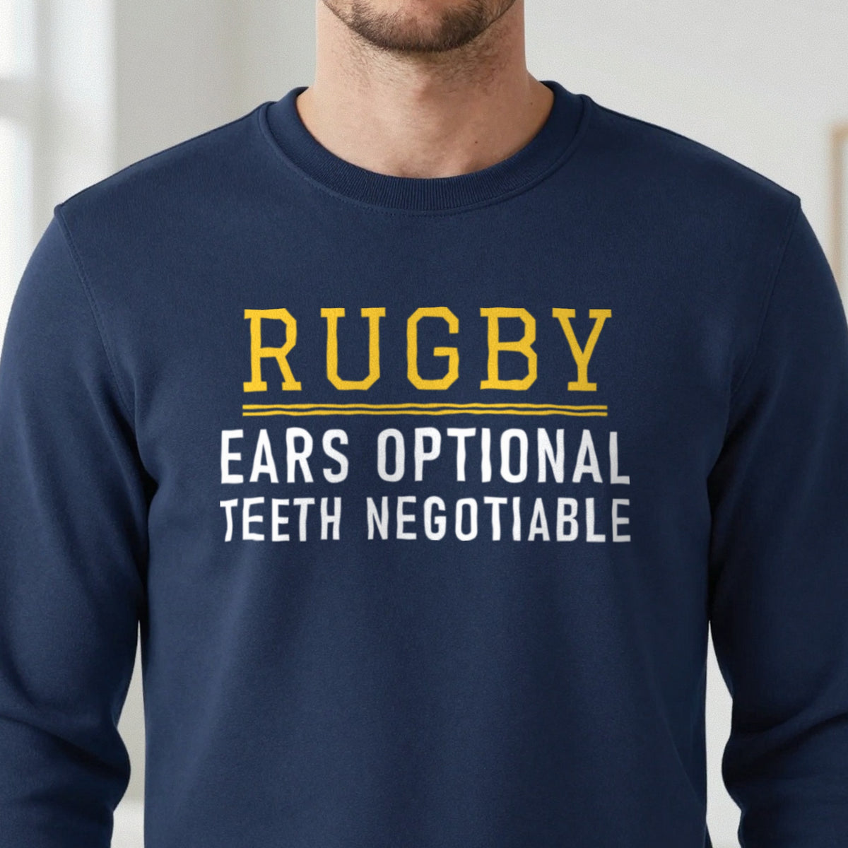 Ears Optional Teeth Negotiable Funny Rugby T-Shirt & Sweatshirt in another colour