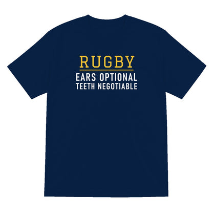 Ears Optional Teeth Negotiable Funny Rugby T-Shirt & Sweatshirt T-Shirt in Navy