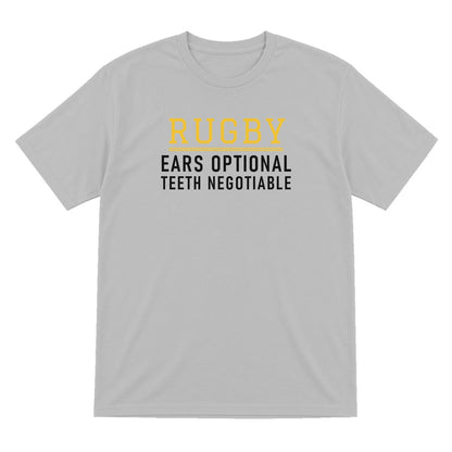 Ears Optional Teeth Negotiable Funny Rugby T-Shirt & Sweatshirt T-Shirt in Sport Grey