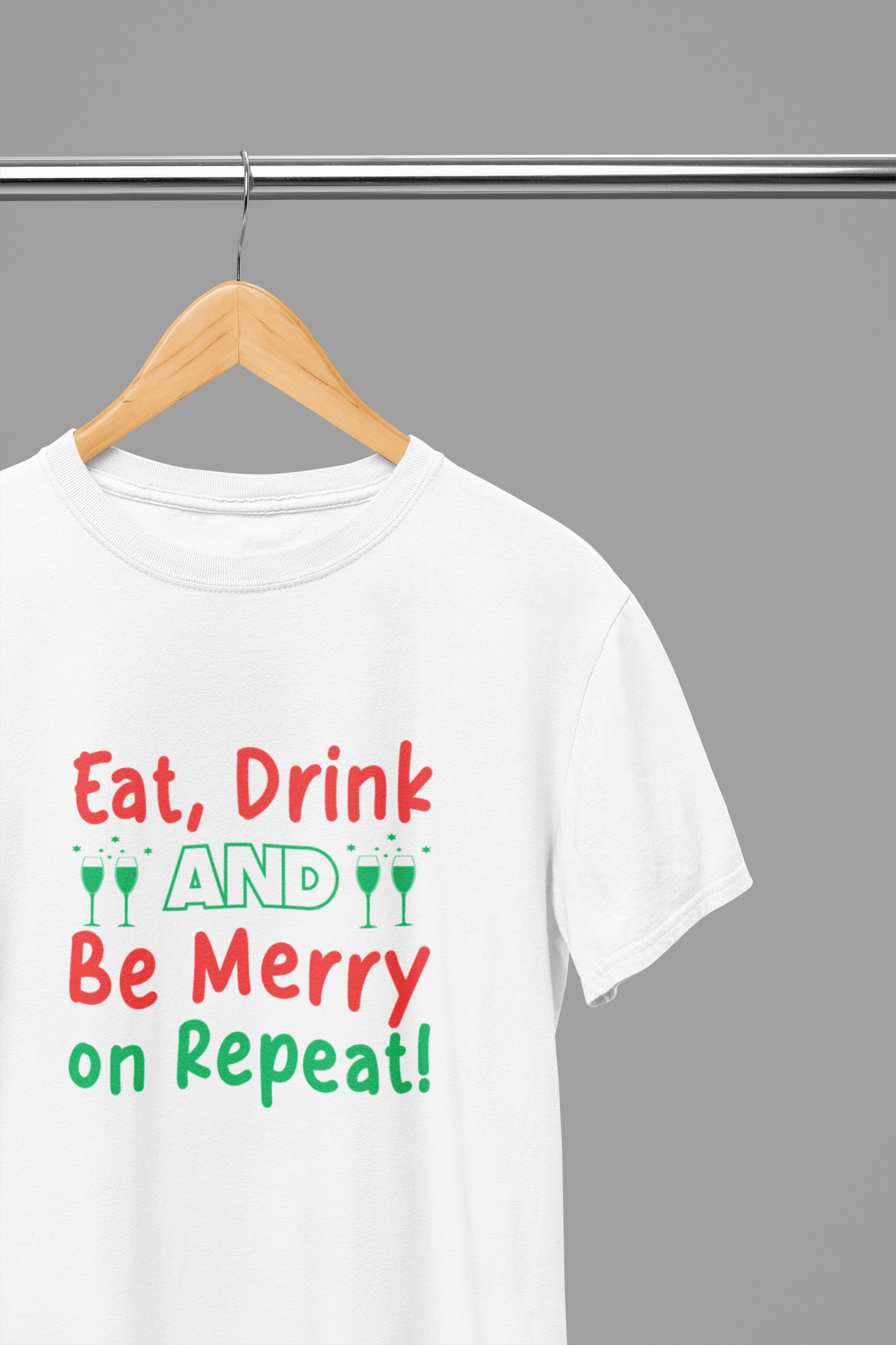 Eat Drink Be Merry, Repeat - Christmas T-Shirt/Sweatshirt Unisex White / Small / T-Shirt gift_idea unique_gift personalised_gift