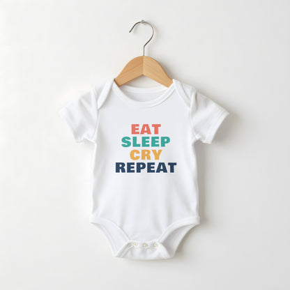 Eat Sleep Cry Repeat white baby grow on a hanger