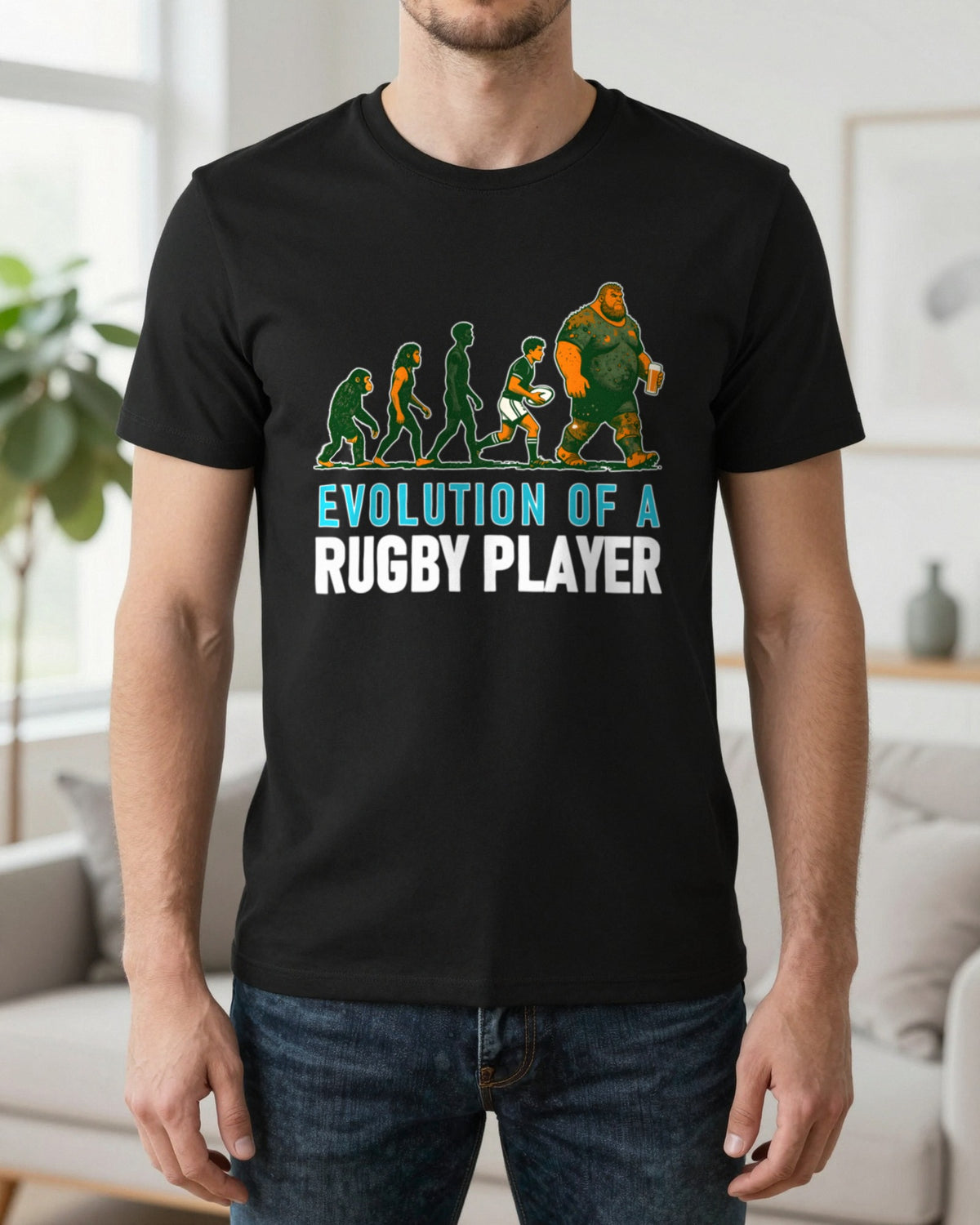 Evolution Of A Rugby Player Funny Rugby T-Shirt & Sweatshirt worn