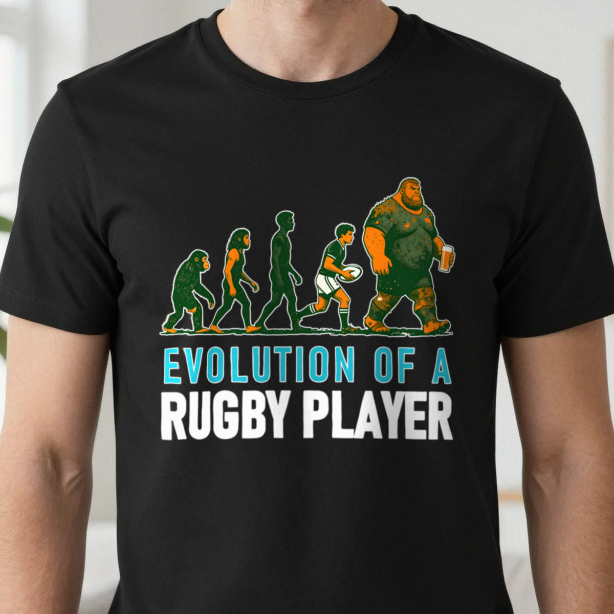 Evolution Of A Rugby Player Funny Rugby T-Shirt & Sweatshirt close-up