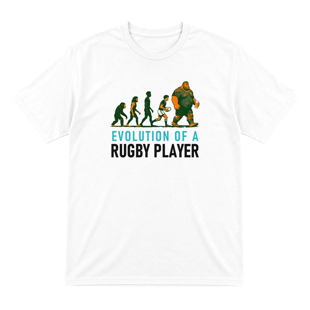 Evolution Of A Rugby Player Funny Rugby T-Shirt & Sweatshirt T-Shirt in White