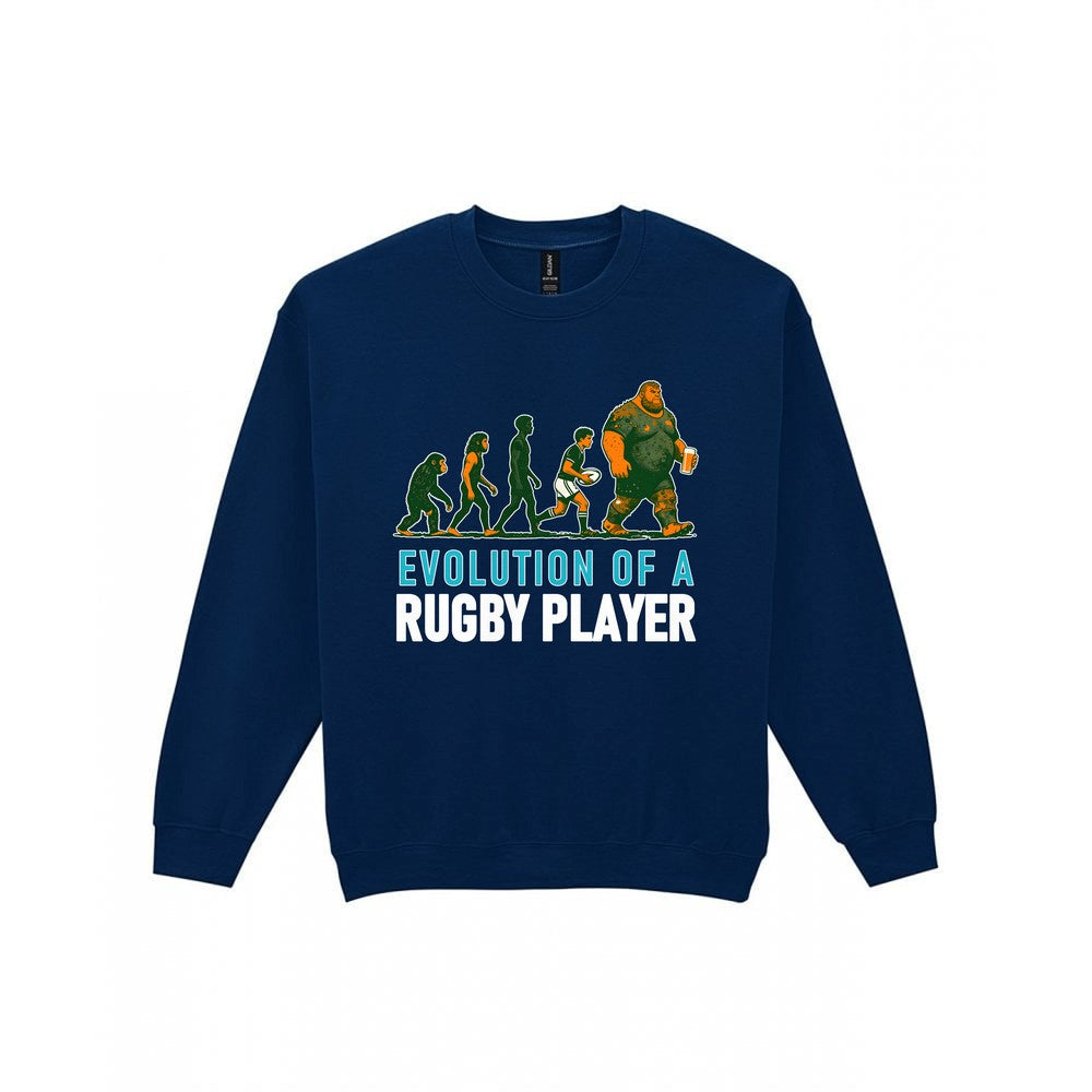 Evolution Of A Rugby Player Funny Rugby T-Shirt & Sweatshirt Sweatshirt in Navy