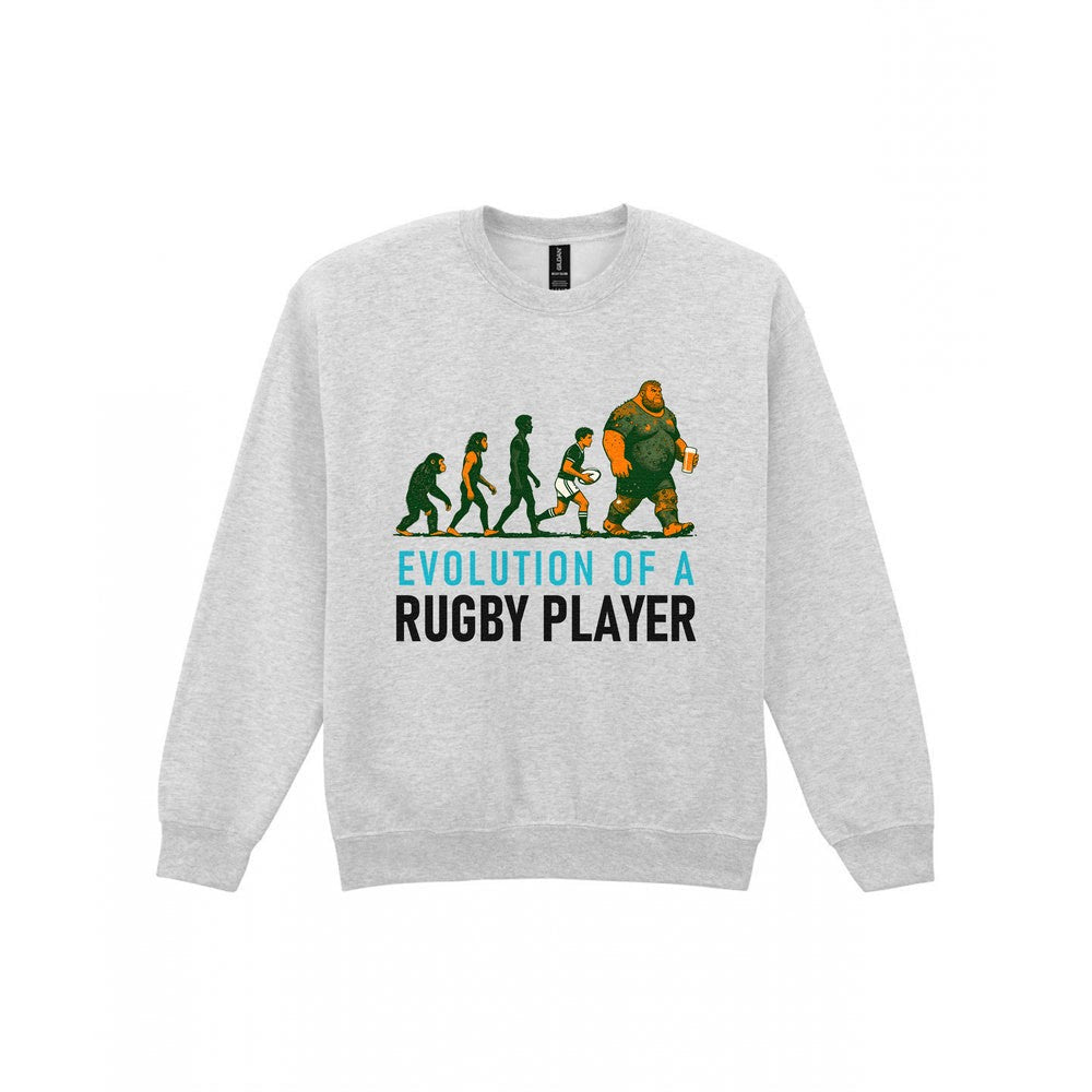 Evolution Of A Rugby Player Funny Rugby T-Shirt & Sweatshirt Sweatshirt in Sport Grey