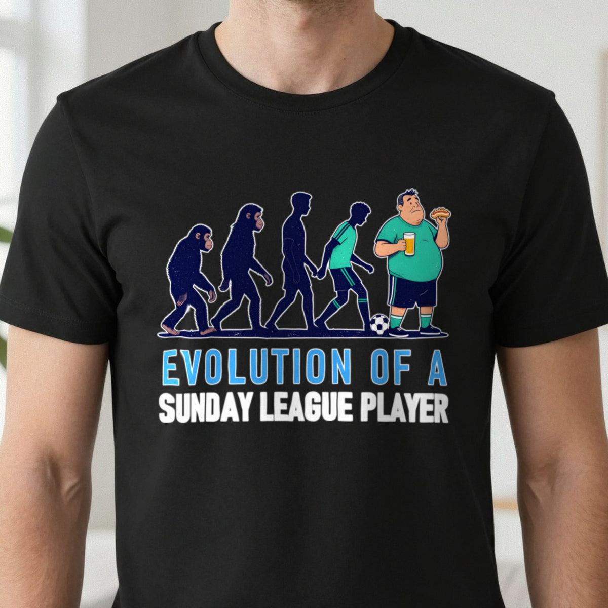 Evolution Of A Sunday League Player Funny Sunday League Football T-Shirt & Sweatshirt close-up