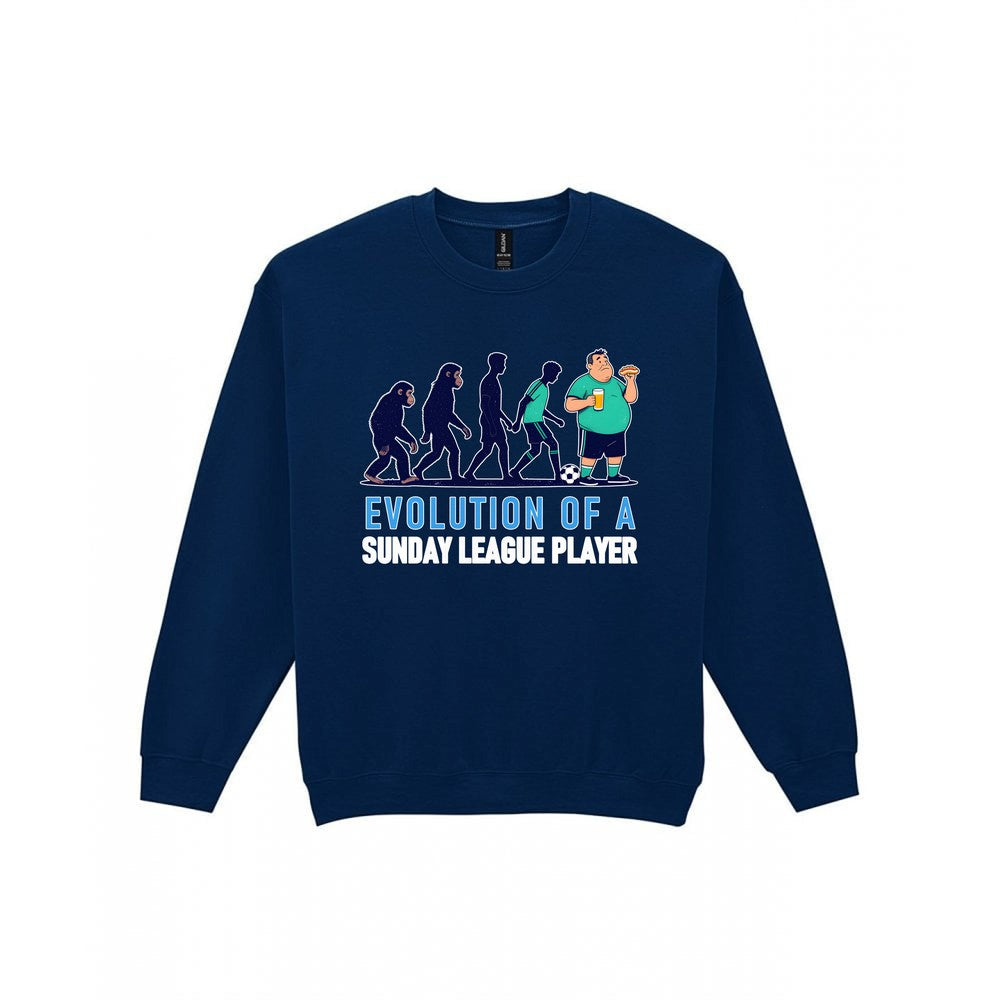 Evolution Of A Sunday League Player Funny Sunday League Football T-Shirt & Sweatshirt Sweatshirt in Navy