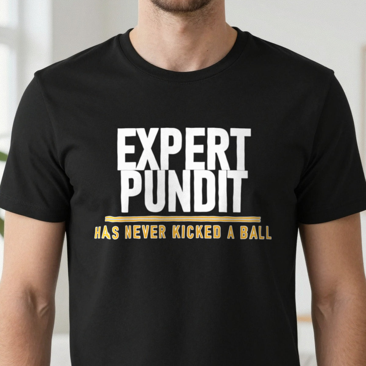 Expert Pundit Has Never Kicked A Ball Funny Football T-Shirt & Sweatshirt close-up
