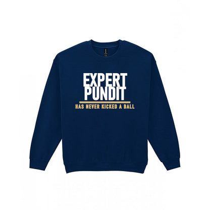 Expert Pundit Has Never Kicked A Ball Funny Football T-Shirt & Sweatshirt Sweatshirt in Navy