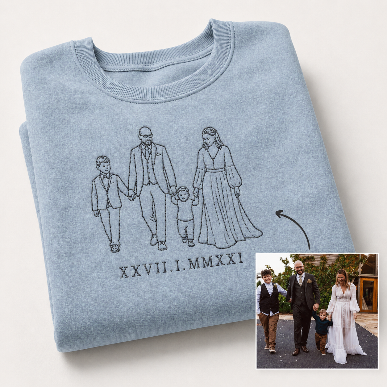 Personalised Photo Outline Embroidered Sweatshirt | From Your Photo