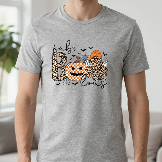 Fab Boo Lous Halloween Ghost T-Shirt in Sport Grey, worn, our photo