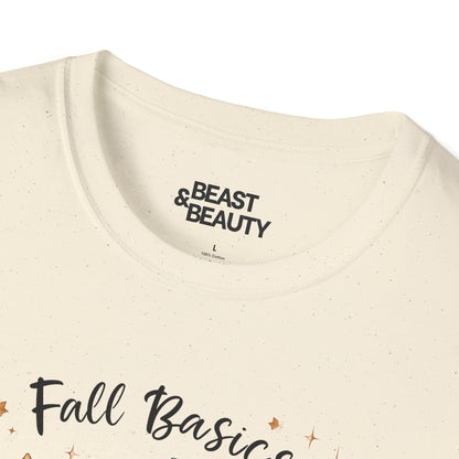 fall basics graphic t-shirt close-up of bold printed design