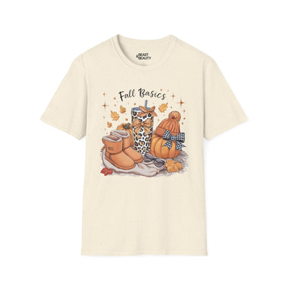 natural t-shirt with fall basics cozy autumn design for women