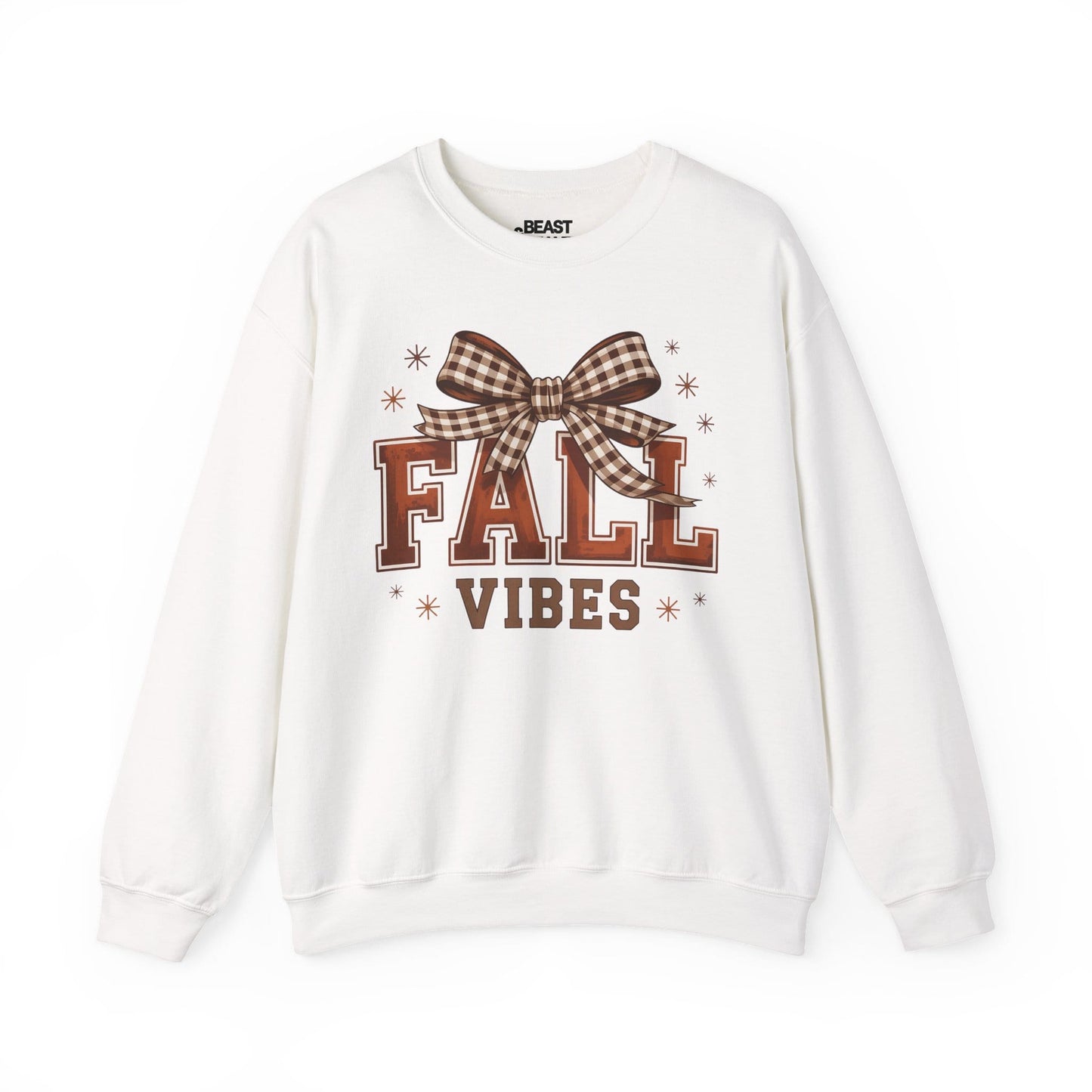 white sweatshirt with coquette bow fall vibes print