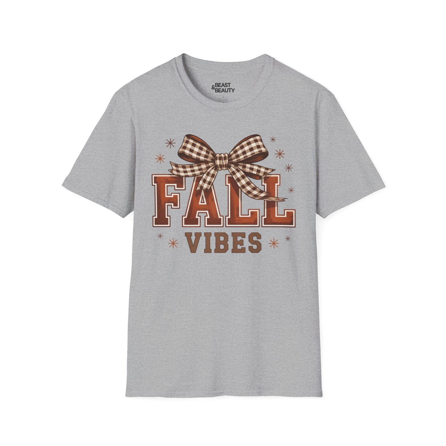 sport grey t-shirt with chic bow graphic autumn print