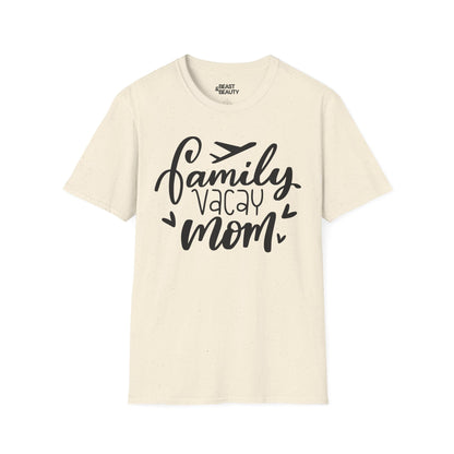 light blue t-shirt with family vacay mum design for travel gifts