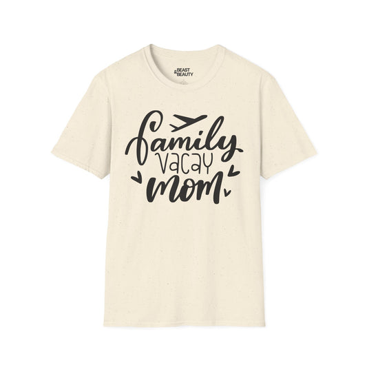 light blue t-shirt with family vacay mum design for travel gifts