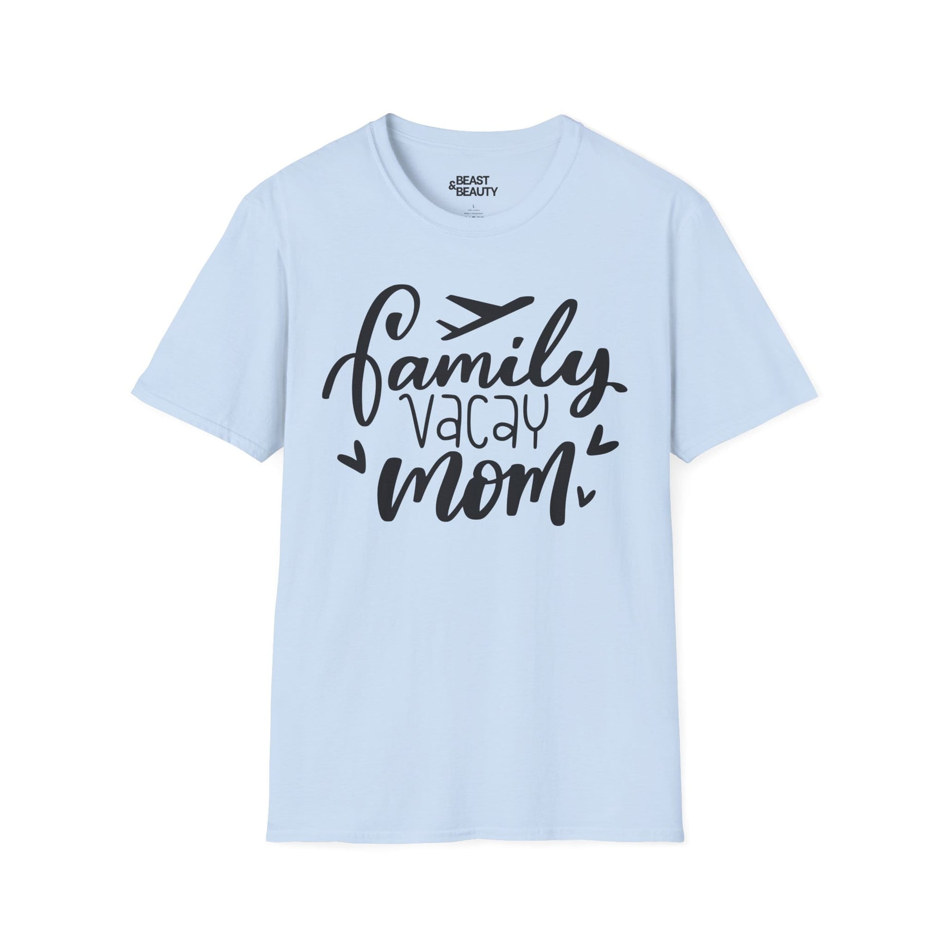 white t-shirt with family holiday mum vacation graphic design