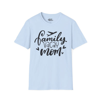 white t-shirt with family holiday mum vacation graphic design
