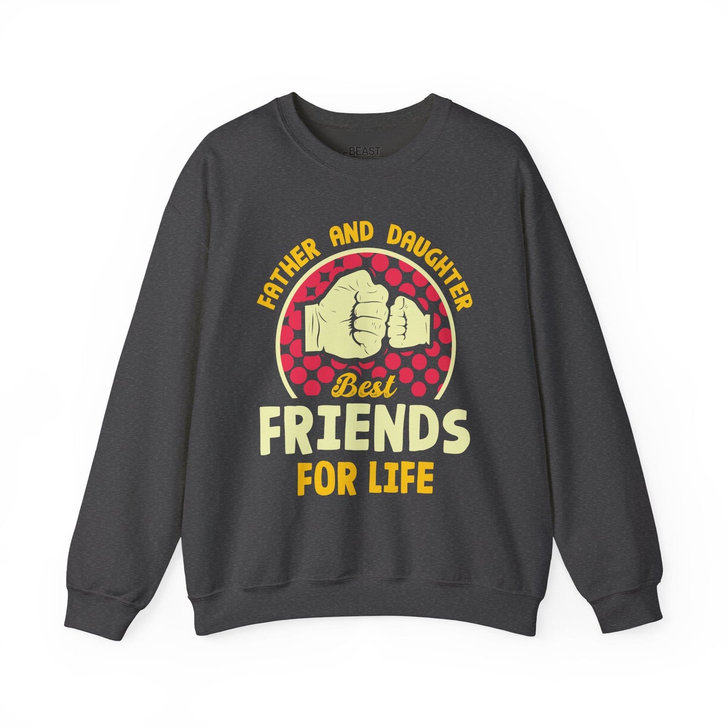 dark heather sweatshirt with best friends for life family bond print