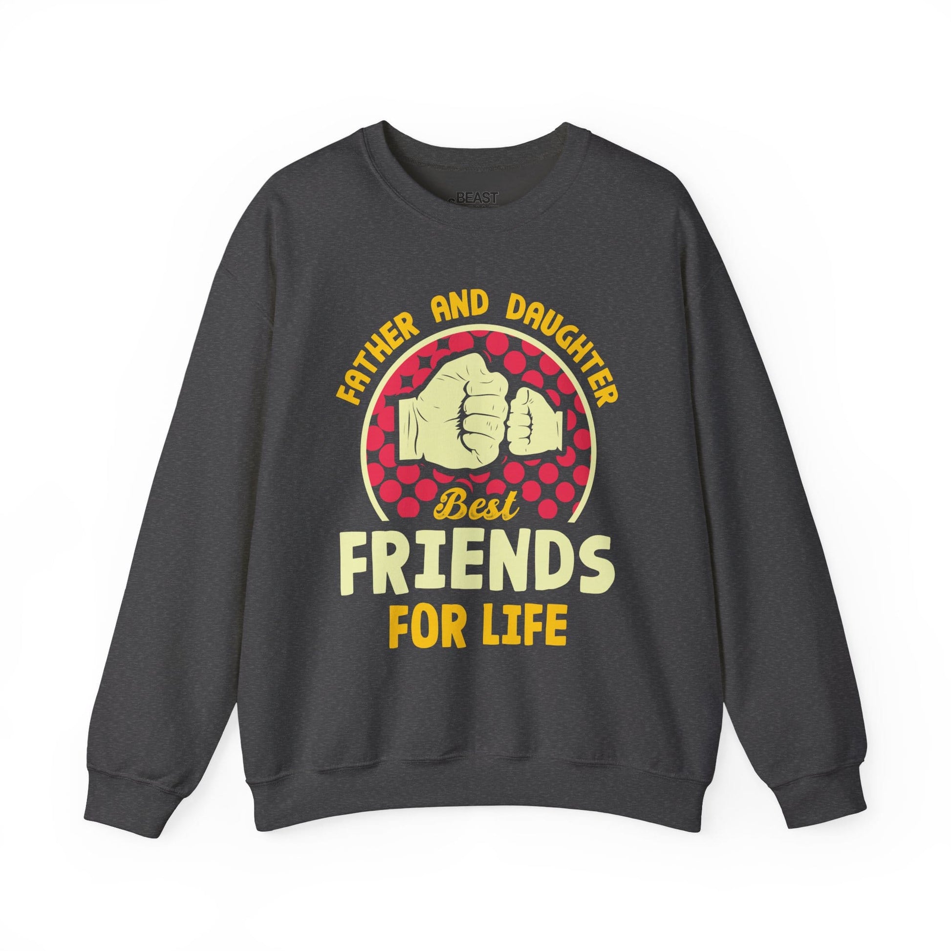 dark heather sweatshirt with best friends for life family bond print