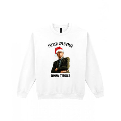 Father Spliffmas Coming Through Christmas T-Shirt & Sweatshirt Sweatshirt in White