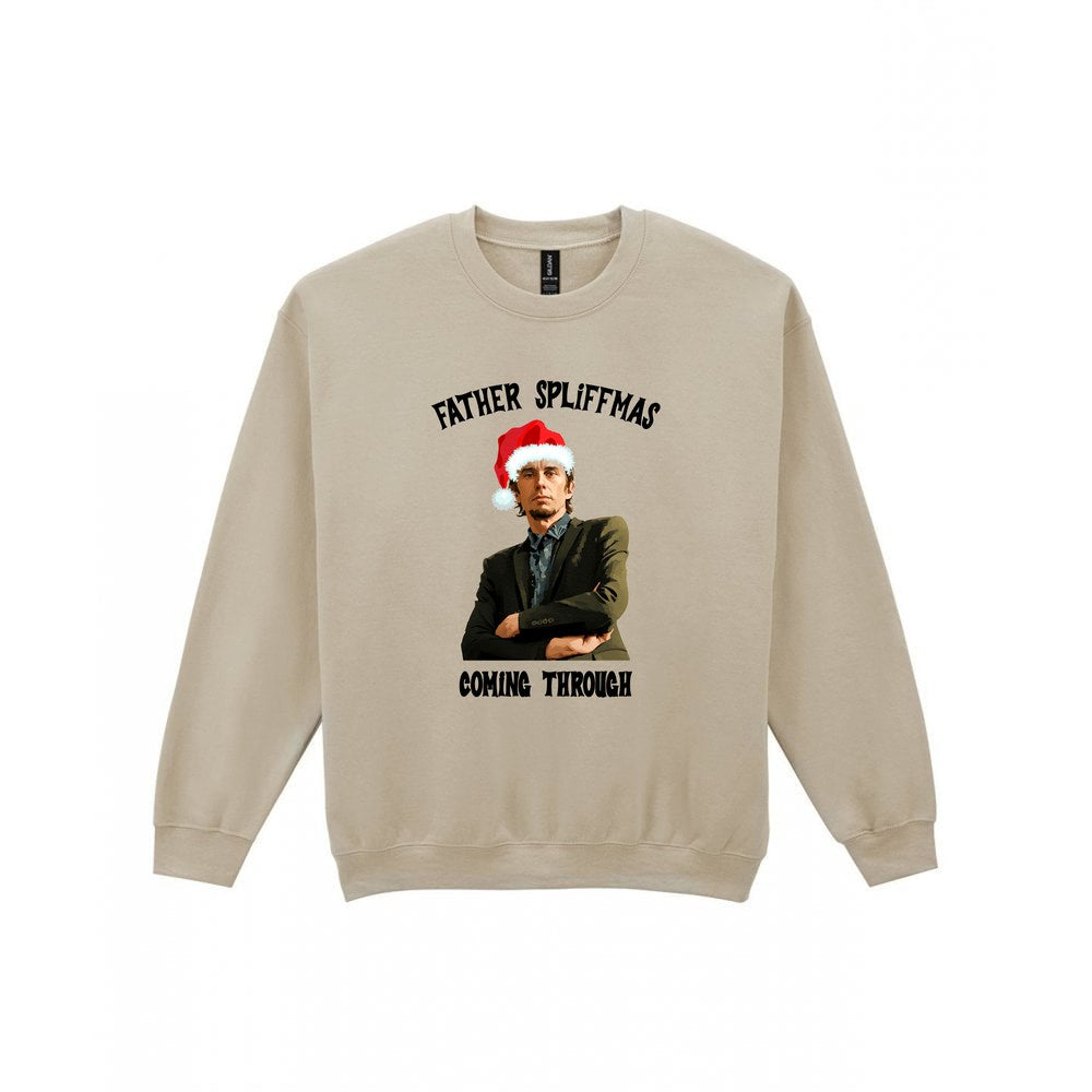 Father Spliffmas Coming Through Christmas T-Shirt & Sweatshirt Sweatshirt in Sand