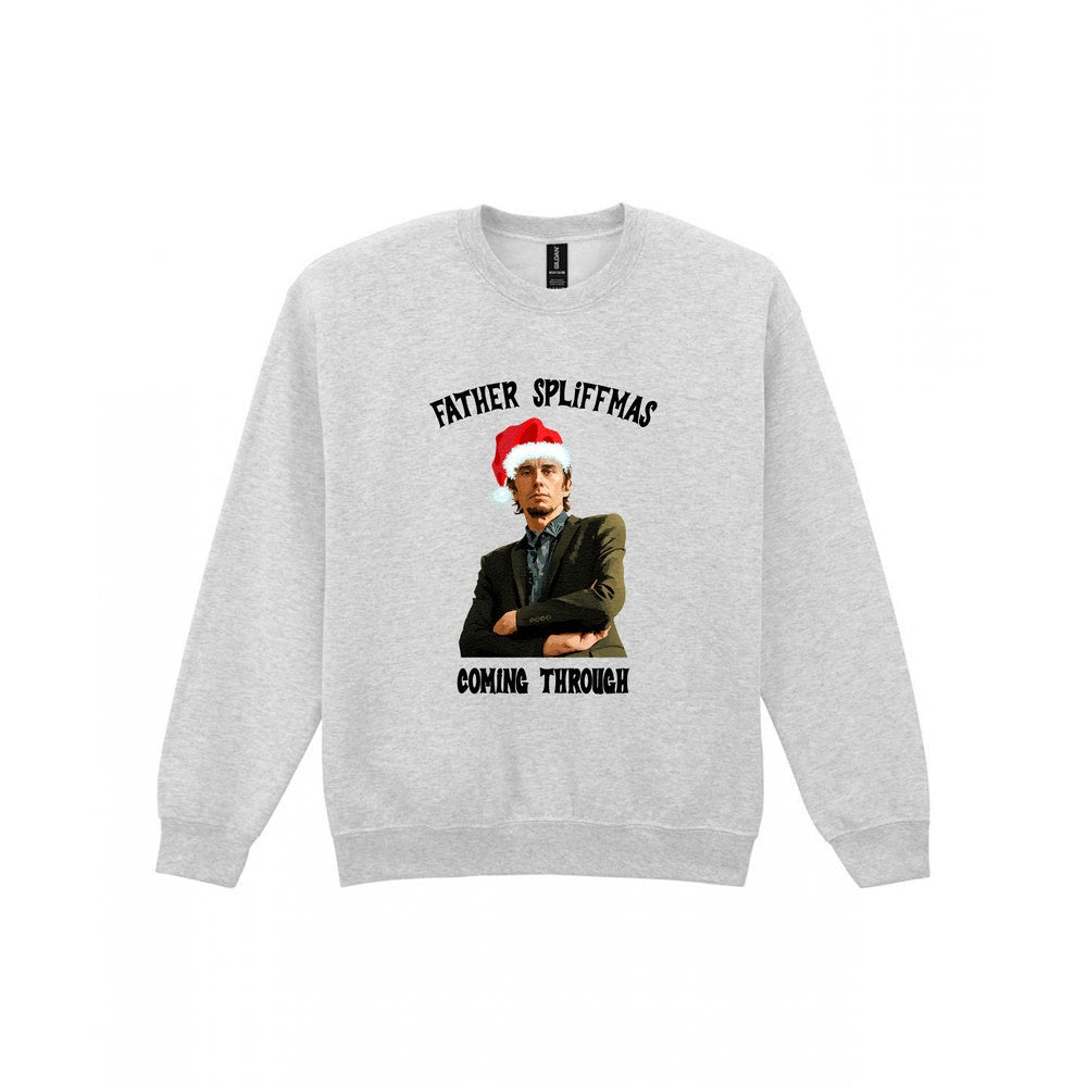 Father Spliffmas Coming Through Christmas T-Shirt & Sweatshirt Sweatshirt in Sport Grey