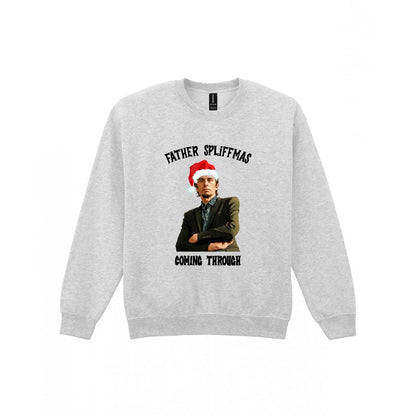 Father Spliffmas Coming Through Christmas T-Shirt & Sweatshirt Sweatshirt in Sport Grey