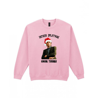 Father Spliffmas Coming Through Christmas T-Shirt & Sweatshirt Sweatshirt in Light Pink