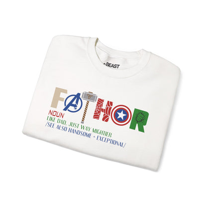 fathor like dad just way mightier sweatshirt front design detail