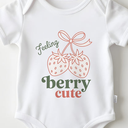 Feeling Berry Cute baby grow print close-up
