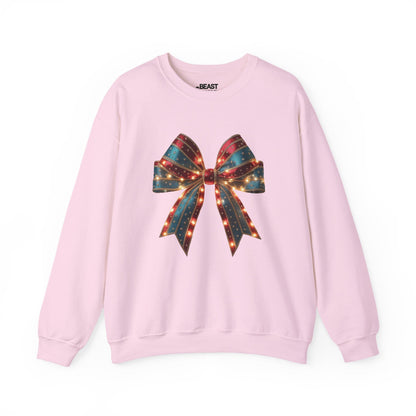 Festive Lighted Christmas Bow Sweatshirt sweatshirt product image 3 from Beast and Beauty