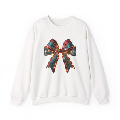 Festive Lighted Christmas Bow Sweatshirt - funny sweatshirt by Cheeky Business